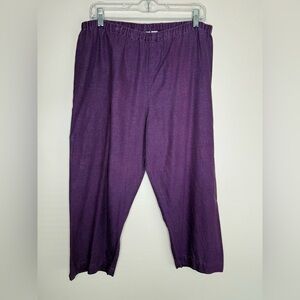 Chico's Design Pull On Linen Blend Elastic Waistband Purple Capris Size Large